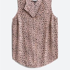 Tan & black leopard print sleeveless blouse 2X
